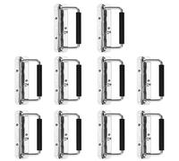 Bhina 10 Pièce Poignée Pliante Poignée de Caisse en Acier Inoxydable Poignées Caisse Pliante Poignée Pliante à Ressort Avec Poignée en Caoutchouc, pour Remplacement de Boîte à Outils (14cm)