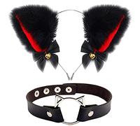 Bhina 2 Pièces Costume Cosplay Fête Noir,Renard Bandeau,Cosplay Oreilles De Chat,Cat Costume Kit,Serre Tête Oreille De Chat,Adaptées Aux Femmes,Filles,Soirées Déguisées,Cosplay,Oirées Dansantes