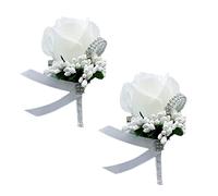 Bhina 2 Pièces Mariage Poignet Fleurs,Rose Boutonnière,Boutonnière Corsage,Boutonniere Mariage,Ensemble Fleur De Corsage,Utilisé pour Les Mariages, Soirées Dansantes, Banquets, Anniversaires