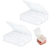 Bhina 2 Pièces Petit Organisateur de Perles, 60Petite Boite Rangement Perles Transparente avec Couvercles avec 2 Grande Rangement Plastique pour Ranger de Petits Objets, Perle, Bijoux (60 Boîtes)