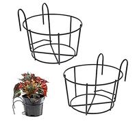 Bhina 2 Pièces Support Fleurs Rond Crochet,Support Jardiniere Balcon Rond,Support Pot Métal Clôture,Pot Plante Garde Corps Suspendu Clôture,Convient pour Balcon,Jardin,Clôture,Intérieur Et Extérieur