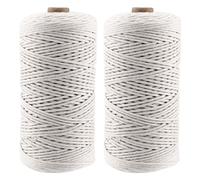 Bhina 2 Rouleau 200M x 2mm Macramé Naturel Coton Cordon Corde Macramé Beige Corde en Coton Ficelle de Coton Fil Macramé Macrame Corde Naturel pour Bricolage, Emballage Cadeau de Noël et Décoration