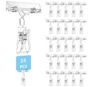 Bhina 25 Pièces Clips Rotatifs en Plastique Porte Etiquette Transparent Plastique Signe Clips Etiquettes Plastiques Rotatives Signe Clips Rotatifs pour Étiquettes, Cartes, Étiquettes de Prix, Photos