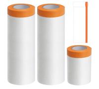 Bhina 3 Rouleaux Papier de Masquage Peinture, 3 Tailles Bache de Protection Peinture Transparente Film de Masquage avec Ruban Adhésif pour Meuble de Protection, 55cm*20m, 150cm*18m, 270cm*15m