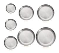 Bhina 7 Pièces Gold Plats de Service en Inox Plateau Assiettes Rondes en Acier Inoxydable Plates Assiettes en Acier Plateau Acier Inoxydable pour Camping, Excursionisme, Picnic, BBQ (14-34cm,7Größe)