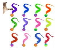 Bhina Lot de 12 Balles Mobiles à Queue Longue pour Chat - Jouets Rebondissants avec Queue pour Les Chats à Poursuivre et Sauter Dessus - Tous Âges