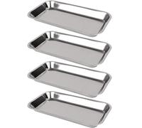 Bhina Lot de 4 plateau Inox Medical Rectangulaire Plateau Metal Medical Plateaux pour Instruments Plateau de Laboratoire Médical pour Tablettes de Pansement, Appareils de Laboratoire, 22,5x12x2cm