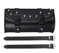 Bhina Sacoches Cavalières pour Motos,Sac à Outils en Cuir Moto,Universelle Sacoches Cavalières pour Moto,Cuir Noir Trousse Outils Moto,avec 2 Sangles De Fixation, s'adapte à La Plupart des Motos