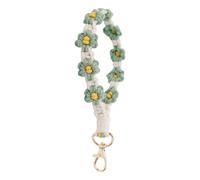 BHIPKOT Porte-clés ruban tressé Lanyard Fleur verte Porte-clés fille Cadeau pour femme