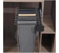 BHKERUZ 35x46cm, Suspension de Pantalons en Acier Inoxydable pour Armoire, Tringle Extensible avec revêtement antidérapant pour 10 Pantalons, Cintre Multiple Gain de Place