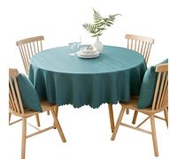 BHOMTY Nappe Ronde antitache Protéger et décorer la Table Nettoyage Facile Bleu Paon Diamètre 240 cm