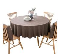 BHOMTY Nappe Ronde antitache Protéger et décorer la Table Nettoyage Facile Marron Foncé Diamètre 200 cm