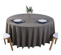 BHOMTY Nappe Ronde en Coton et Chanvre antitache Protéger et décorer la Table Nettoyage Facile Marron Foncé Diamètre 260 cm