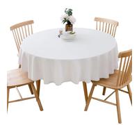 BHOMTY Nappe Ronde en Coton et Lin Protéger et décorer la Table Blanc Diamètre 260 cm