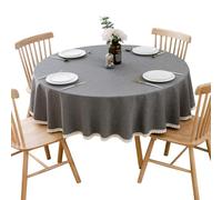 BHOMTY Nappe Ronde en Coton et Lin Protéger et décorer la Table Gris Foncé Diamètre 240 cm