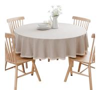 BHOMTY Nappe Ronde en Coton et Lin Protéger et décorer la Table Kaki Diamètre 260 cm