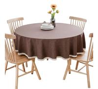 BHOMTY Nappe Ronde en Coton et Lin Protéger et décorer la Table Marron Foncé Diamètre 240 cm