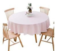 BHOMTY Nappe Ronde en Coton et Lin Protéger et décorer la Table Rose Diamètre 200 cm