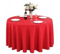 BHOMTY Nappe Ronde en Polyester pour décoration de Table pour Mariage, fête, Affaires et conférences Lavable en Machine Rouge 240cm