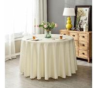 BHOMTY Nappe Ronde Jacquard Convient pour Les Maisons, Les Restaurants, Les hôtels, Les événements, Les conférences et Les Mariages Beige Diamètre 240 cm