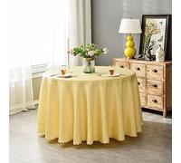 BHOMTY Nappe Ronde Jacquard Convient pour Les Maisons, Les Restaurants, Les hôtels, Les événements, Les conférences et Les Mariages Jaune Clair Diamètre 220 cm