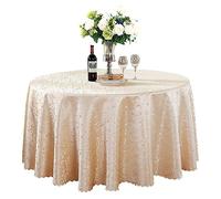 BHOMTY Nappe Ronde Jacquard Convient pour Les Maisons, Les Restaurants, Les hôtels, Les événements, Les conférences et Les Mariages Or Champagne Diamètre 160 cm