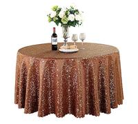 BHOMTY Nappe Ronde Jacquard Convient pour Les Maisons, Les Restaurants, Les hôtels, Les événements, Les conférences et Les Mariages Marron Foncé Diamètre 240 cm