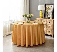BHOMTY Nappe Ronde Jacquard Convient pour Les Maisons, Les Restaurants, Les hôtels, Les événements, Les conférences et Les Mariages Marron Clair Diamètre 260 cm