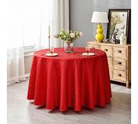 BHOMTY Nappe Ronde Jacquard Convient pour Les Maisons, Les Restaurants, Les hôtels, Les événements, Les conférences et Les Mariages Rouge Diamètre 220 cm