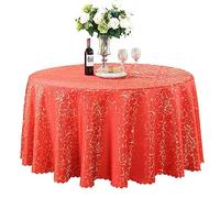 BHOMTY Nappe Ronde Jacquard Convient pour Les Maisons, Les Restaurants, Les hôtels, Les événements, Les conférences et Les Mariages Rouge Brillant Diamètre 260 cm