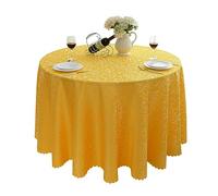 BHOMTY Nappe Ronde Jacquard Convient pour Les Maisons, Les Restaurants, Les hôtels, Les événements, Les conférences et Les Mariages Jaune Diamètre 160 cm