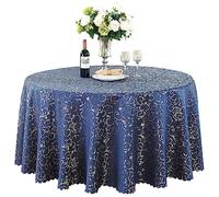 BHOMTY Nappe Ronde Jacquard Convient pour Les Maisons, Les Restaurants, Les hôtels, Les événements, Les conférences et Les Mariages Bleu Marine Diamètre 200 cm