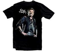 BHPLXJQMV Johnny Hallyday Star Homme Noir Mens Retro T Shirt