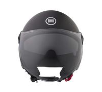 BHR Casque Demi-Jet 840 DUAL SHIELD de Casque de Scooter à Double Visière, Homologué ECE 22.06 avec Visière Solaire Interne et Déclencheur Micrométrique - Noir Mat S