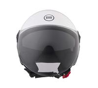 BHR Casque Demi-Jet 840 DUAL SHIELD de Casque de Scooter à Double Visière, Homologué ECE 22.06 avec Visière Solaire Interne et Déclencheur Micrométrique - Blanc M