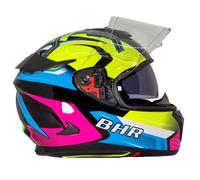 BHR Casque moto intégral avec double visière 813 RACE | Casque moto intégral homologué ECE avec visière solaire | Casque moto pour hommes/femmes | SPIDER YELLOW | XL
