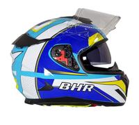 BHR Casque moto intégral avec double visière 813 RACE | Casque moto intégral homologué ECE avec visière solaire | Casque moto pour hommes/femmes | BLEU/BLANC | L