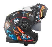 BHR Casque Moto Modulable 836 FLIP-UP, Homologué ECE 22.06 Avec écran Solaire, Double Visière Anti-rayures et Déverrouillage Micrométrique, pour le Tourisme et la Ville, Zombie Black, XL