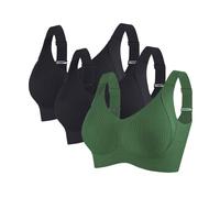 BHS Damen Ohne Bügel Komfort Nahtlos BH Set 3er Pack Sport BH Gepolstert für Alltag Yoga Große Brüste Unterwäsche Push Up mit Verstellbarem Bustier Starker Halt Trainings Schlaf BHS