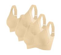 BHS Damen Ohne Bügel Komfort Nahtlos BH Set 3er Pack Sport BH Gepolstert für Alltag Yoga Große Brüste Unterwäsche Push Up mit Verstellbarem Bustier Starker Halt Trainings Schlaf BHS