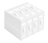 BHSMLQ Lot de 4 organiseurs de draps de lit, bacs de rangement pliables en lin avec 2 fenêtres visuelles et poignée, boîte de rangement pour draps et vêtements (blanc), BHSMLQ-UK-9