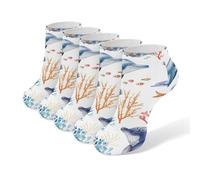 BHTGTRFDTD Chaussettes Courtes 5 Paires Aquarelle Baleines Dauphins Chaussettes De Sport Basses