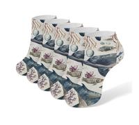 BHTGTRFDTD Chaussettes Courtes 5 Paires Baleines De Mer Et Dauphins Méduses Chaussettes De Sport Basses