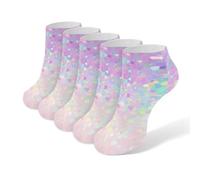 BHTGTRFDTD Chaussettes Courtes 5 Paires Etoiles Paillettes Couleur Arc-En-Ciel Chaussettes De Sport Basses