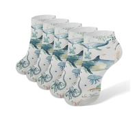 BHTGTRFDTD Chaussettes Courtes 5 Paires Méduses Baleines Et Dauphins Chaussettes De Sport Basses