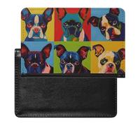 BHTGTRFDTD Étui De Protection De Passeport Bouledogues Français Colorés Étui De Passeport en Cuir PU avec Fente pour Carte De Crédit