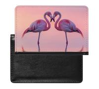 BHTGTRFDTD Étui De Protection De Passeport Deux Flamants Roses sur Fond De Ciel Coucher De Soleil Étui De Passeport en Cuir PU avec Fente pour Carte De Crédit