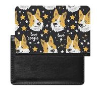 BHTGTRFDTD Étui De Protection De Passeport Love Corgi Dogs Stars Patterns Étui De Passeport en Cuir PU avec Fente pour Carte De Crédit