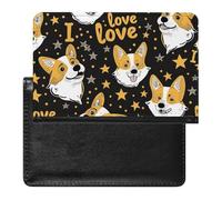BHTGTRFDTD Étui De Protection De Passeport Love Corgi Dogs Stars Patterns Étui De Passeport en Cuir PU avec Fente pour Carte De Crédit