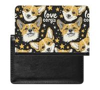 BHTGTRFDTD Étui De Protection De Passeport Love Corgi Dogs Stars Patterns Étui De Passeport en Cuir PU avec Fente pour Carte De Crédit